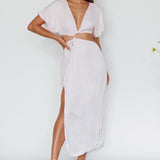 Getaway Cut-Out Waist Midi Dress Pink