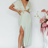 Getaway Cut-Out Waist Midi Dress Pistachio