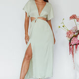 Getaway Cut-Out Waist Midi Dress Pistachio