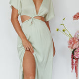 Getaway Cut-Out Waist Midi Dress Pistachio