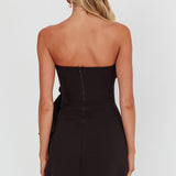 Sasha Cascade Ruffle Rosette Mini Dress Black