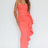 Sasha Cascade Ruffle Midi Dress Watermelon
