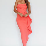 Sasha Cascade Ruffle Midi Dress Watermelon