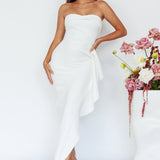 Sasha Cascade Ruffle Midi Dress White