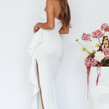 Sasha Cascade Ruffle Midi Dress White