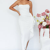 Sasha Cascade Ruffle Midi Dress White