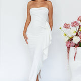 Sasha Cascade Ruffle Midi Dress White