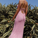 Bermuda Shores Crochet Maxi Dress Pink