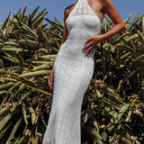 Bermuda Shores Crochet Maxi Dress White