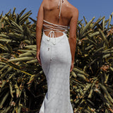 Bermuda Shores Crochet Maxi Dress White