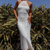 Bermuda Shores Crochet Maxi Dress White
