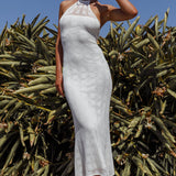 Bermuda Shores Crochet Maxi Dress White