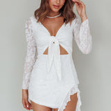 Adri Bust Tie Mini Dress Velvet Floral White