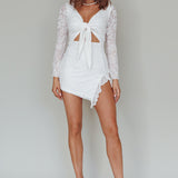 Adri Bust Tie Mini Dress Velvet Floral White