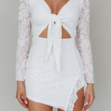 Adri Bust Tie Mini Dress Velvet Floral White