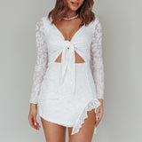 Adri Bust Tie Mini Dress Velvet Floral White
