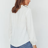 Villa Oasis Long Sleeve Button Shirt White