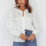 Villa Oasis Long Sleeve Button Shirt White