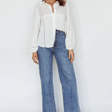 Villa Oasis Long Sleeve Button Shirt White