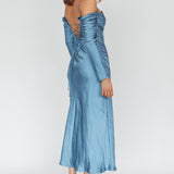 Ellory Long Sleeve Off-Shoulder Dress Blue
