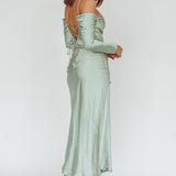Ellory Long Sleeve Off-Shoulder Dress Sage