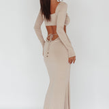 Vienna Long Sleeve Cut-Out Waist Maxi Dress Oat
