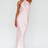 Italia Azure Crossover Halterneck Maxi Dress Pearl
