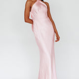 Italia Azure Crossover Halterneck Maxi Dress Pearl