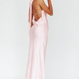 Italia Azure Crossover Halterneck Maxi Dress Pearl