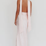 Italia Azure Halterneck Rose Dress Blush