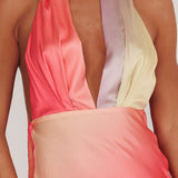 Italia Azure Halterneck Maxi Dress Tangerine