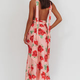 Italia Azure Halterneck Maxi Dress Rose