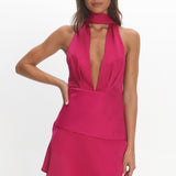 Tanya Halterneck Mini Dress Hot Pink