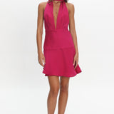 Tanya Halterneck Mini Dress Hot Pink