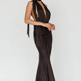 Italia Azure Halterneck Maxi Dress Black