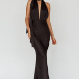 Italia Azure Halterneck Maxi Dress Black