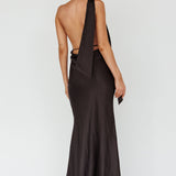 Italia Azure Halterneck Maxi Dress Black