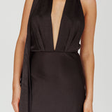Italia Azure Halterneck Maxi Dress Black