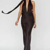 Italia Azure Halterneck Maxi Dress Black