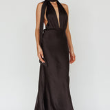 Italia Azure Halterneck Maxi Dress Black