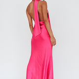 Italia Azure Halterneck Maxi Dress Hot Pink