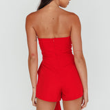 Feelin Vibes Twist Bust Romper Wine