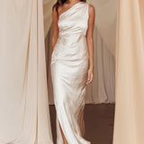 Kamillia One-Shoulder Split Maxi Dress Champagne
