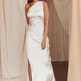 Kamillia One-Shoulder Split Maxi Dress Champagne