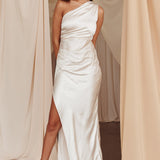 Kamillia One-Shoulder Split Maxi Dress Champagne