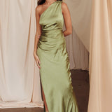 Kamillia One-Shoulder Split Maxi Dress Olive