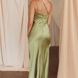 Kamillia One-Shoulder Split Maxi Dress Olive