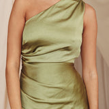 Kamillia One-Shoulder Split Maxi Dress Olive
