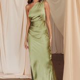 Kamillia One-Shoulder Split Maxi Dress Olive