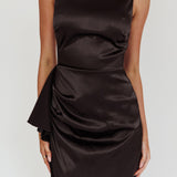 Kamillia Boat Neck Split Maxi Dress Black